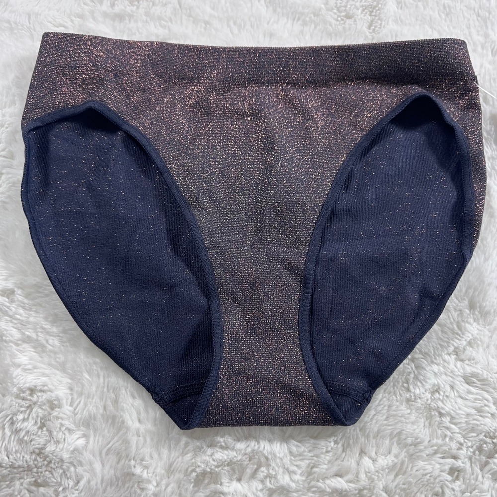 SKIMS Soft Smoothing Seamless Lurex Bikini Panty Eclipse Black XXS PN-BIK-2007